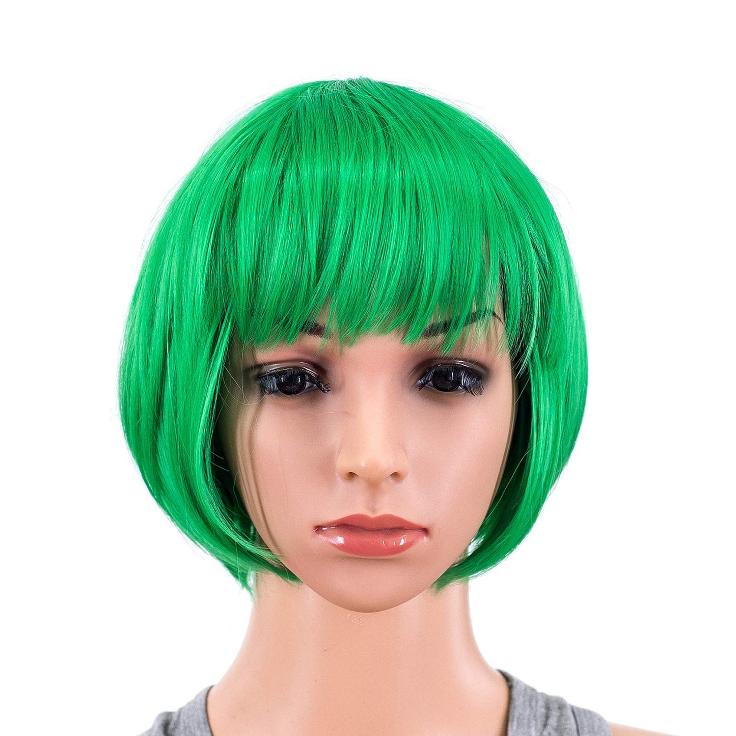 Swacc 10 Inch Short Straight Bob Wig With Bangs Synthetic Colorful Cosplay Daily Party Flapper Wig For Women With Wig Cap (St Pa