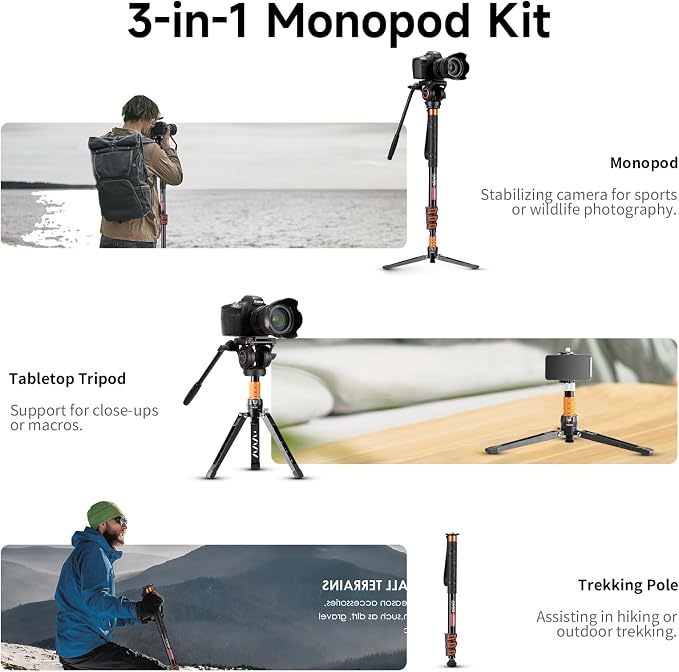 Cayer FP34 Monopod with Feet, 71 inch Aluminum Telescopic Camera Monopod with