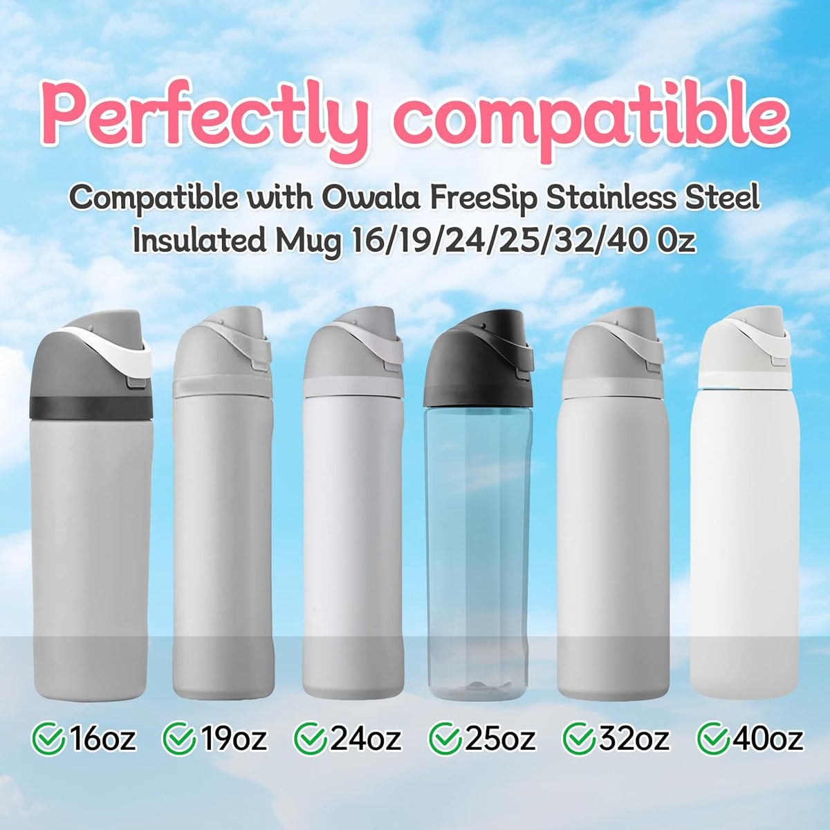 Owala Replacement Rubber Seal Stopper - Durable Silicone Gasket for 16/19/24/32/40oz Bottles | Pink