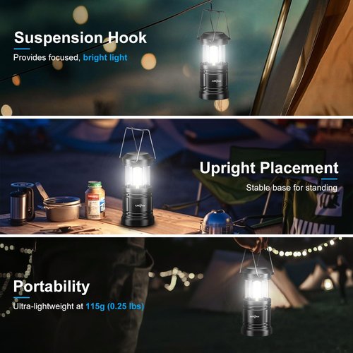 LED Camping Lantern - Battery Operated with Adjustable Brightness | 2-Pack for Emergencies & Outdoor Use
