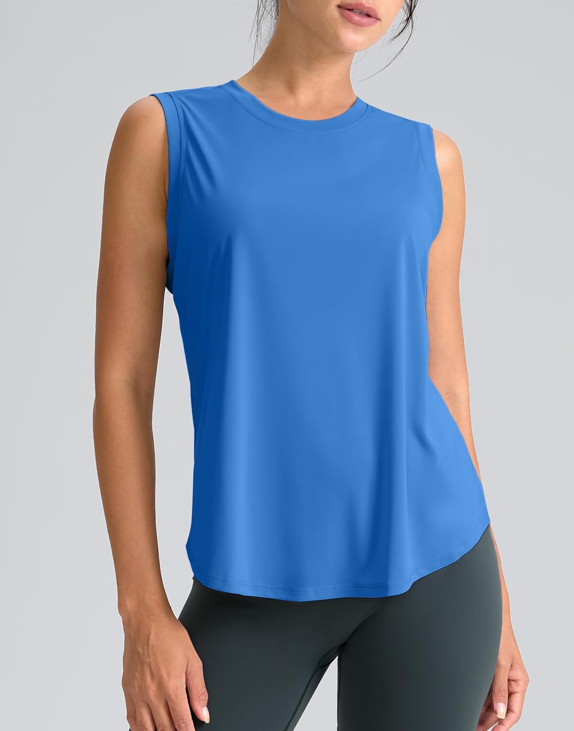 SANTINY Women's Sleeveless Workout Tops - Breathable Lightweight Athletic Tank for Yoga & Tennis