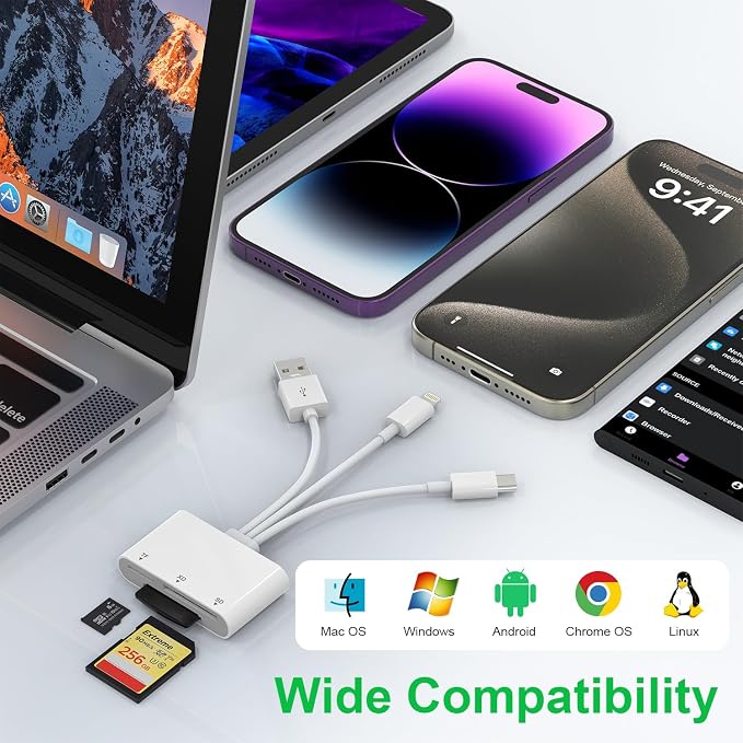 XD Card Reader, SD Card Reader for iPhone, 3 in 1 SD/TF/XD Card Reader Adapter