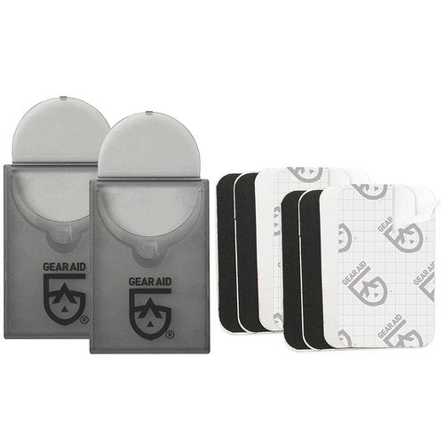 GEAR AID Tenacious Tape Mini Patches with Peel-and-Stick Adhesive to Fix Holes and Tears in Winter Gear, Down Puffer Jackets, Sleeping Bags, Tents, and Rain Gear, Black and Clear, 2 Pack