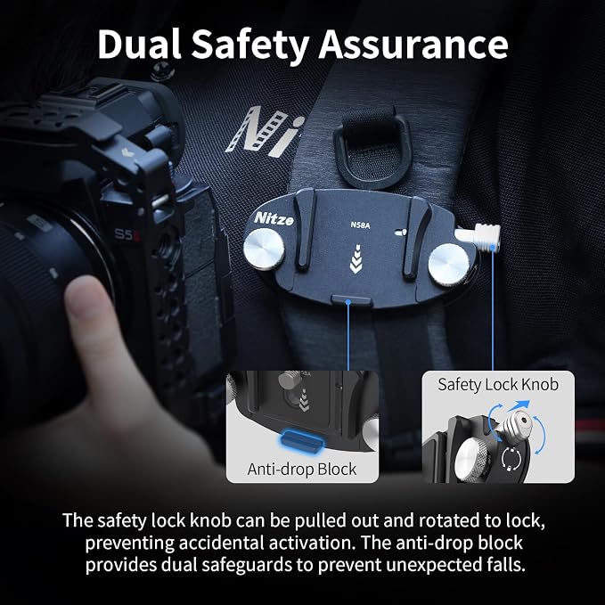Nitze Camera Clip with Arca-Type Plate, Metal Capture Clip with Magnetic
