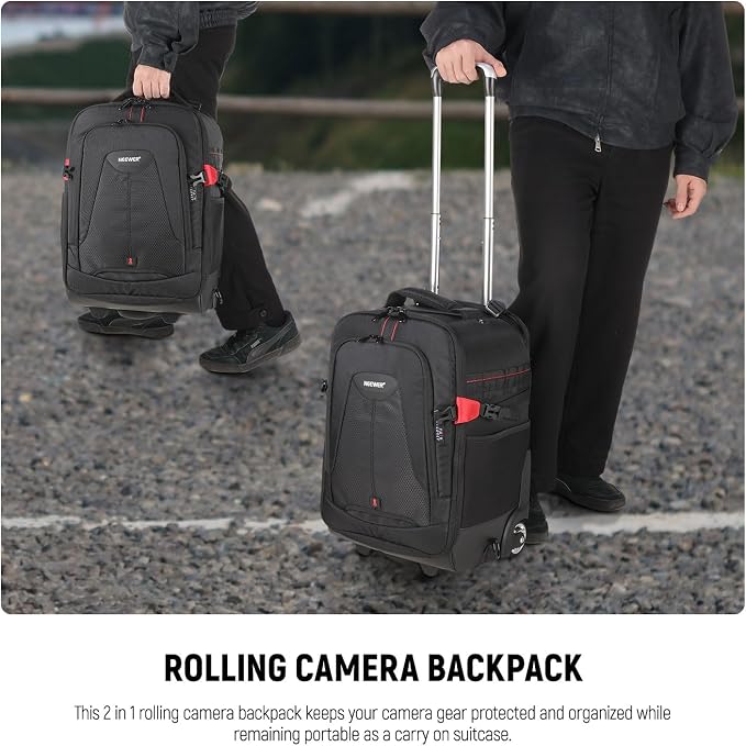 Neewer 2-in-1 Rolling Camera Backpack Trolley Case