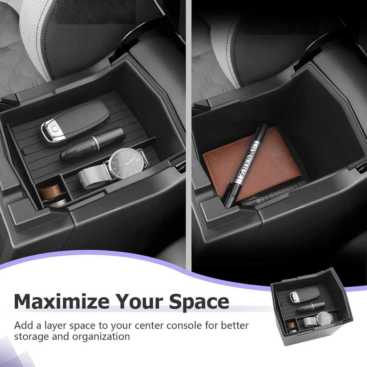 LUWU for 2025 2026 Subaru Forester Accessories for 2025 Forester Base/Sport/Limited Armrest Console Secondary Storage Box Insert Tray ABS Material Black 2-Pack(Not for 2026 Touring/Wilderness/Premium)