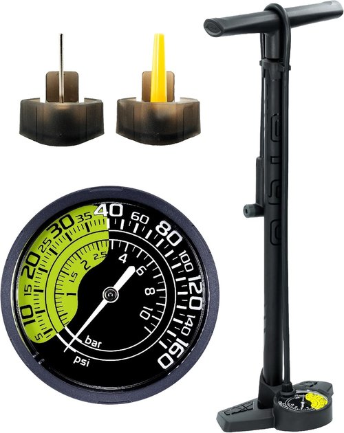 GIYO Bike Floor Pump - Dual Scale Gauge for Road & MTB | One-Handed Operation - Max 160 PSI Steel Barrel