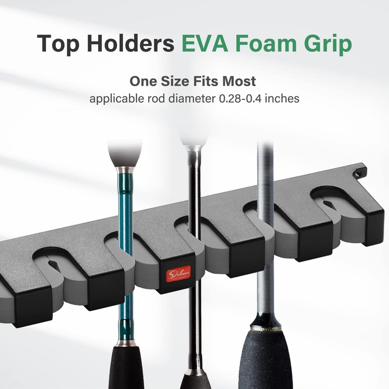 Simple Deluxe Vertical Fishing Rod Holders Wall-Mounted – Simple Deluxe Fishing Rod Rack, Fishing Pole Holder & Rack, Store 12 Rods or Combos in 13.6", Vertical 12 Rod Racks, 2 Pairs Grey