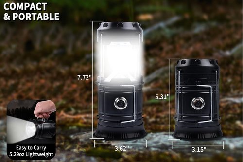 KunHe 5-Pack Portable LED Camping Lanterns - 1800mAh, Waterproof & USB Rechargeable for Outdoor Use