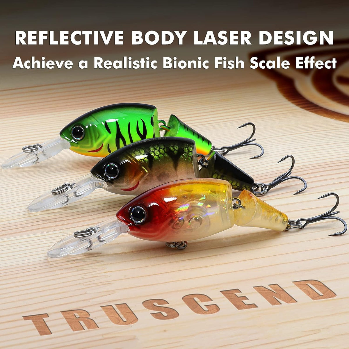 TRUSCEND Swimmax Fishing Lure - Wiggling & Vibrating Jointed Swimbait with BKK Hook for Bass & Trout