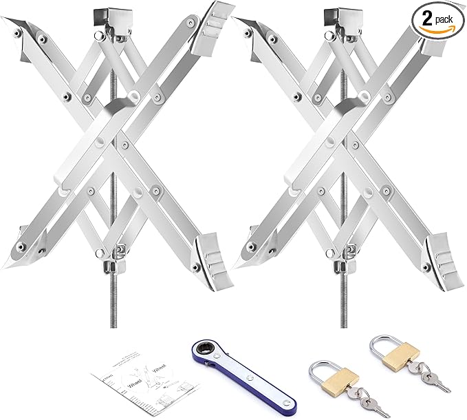 RV Stabilizer Wheel Chock XL Fit 3.5” to 17” Camper Wheel Chock Stabilizer Scissor with Accessories Pair for Travel Trailer, Heavy Duty Tire Wheel Chock Scissor Large Locking X Chock, 2Pack