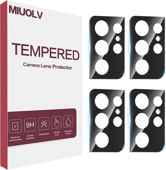 4 Pack Camera Lens Protector for Galaxy S21 Ultra, 9H Tempered Glass Camera