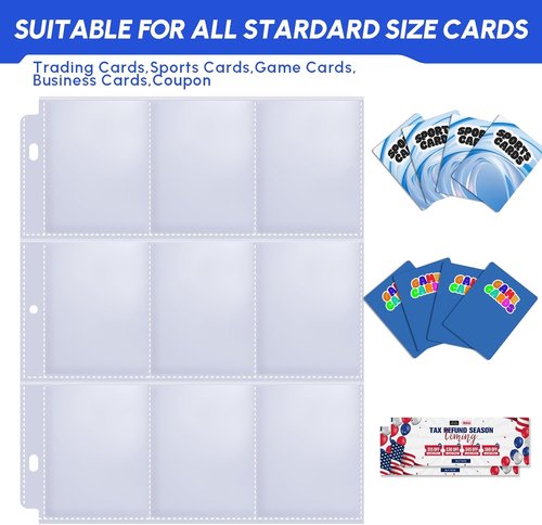 80 Pack Trading Card Sleeves by [Brand Name] - 9 Pocket Page Protectors for 3 Ring Binders | Ideal for Sports & Game Cards