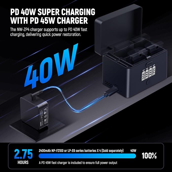 NEEWER NW-ZP4 2in1 Four Channel USB Camera Battery Charger