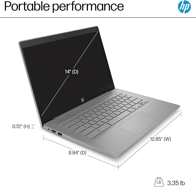HP 14" Laptop 2026 Student Business, Intel N4500 CPU, 4GB RAM | Copilot AI, Ultra-Portable, Long Battery Life, Fast Charge, Webcam, WiFi 6, Chrome OS for Everyday Use, Gray