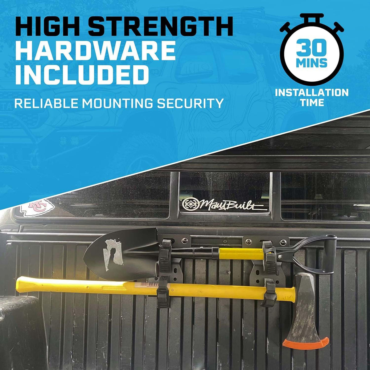 Rago Truck Bed Storage Brackets for Shovels Mount for Toyota Tacoma Pair | & Gear Tacoma Bed Rail Accessories Modular Bed Rail, No-Drill Installation