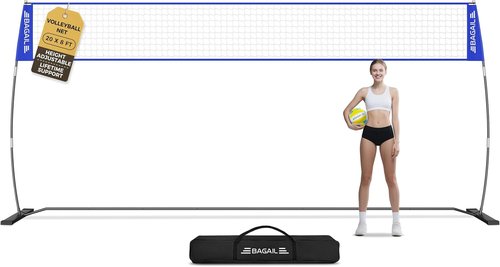 **BAGAIL Portable Volleyball Net - Adjustable Height, Heavy-Duty Frame | 12ft/20ft Outdoor/Indoor Set with Carry Bag**