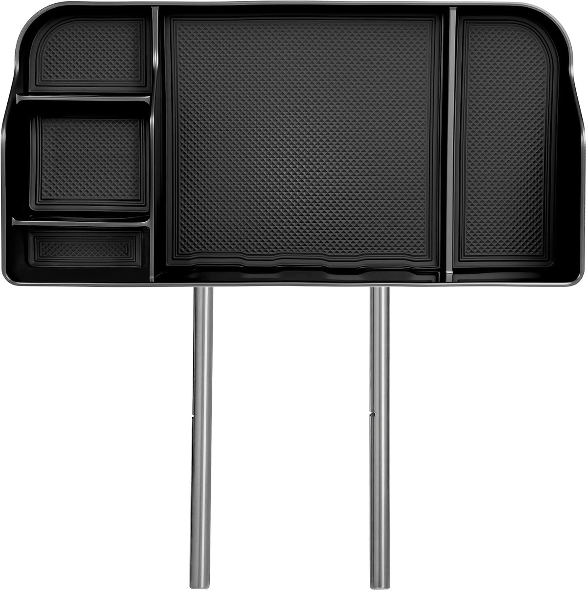 Upgraded Front Center Console Organizer Fit for 2011-2025 Ford F150 F250 F350 F450 F550 F650 Super Duty Accessories- Jump Seat Headrest Replacement with Cup Holder Tray (Black)