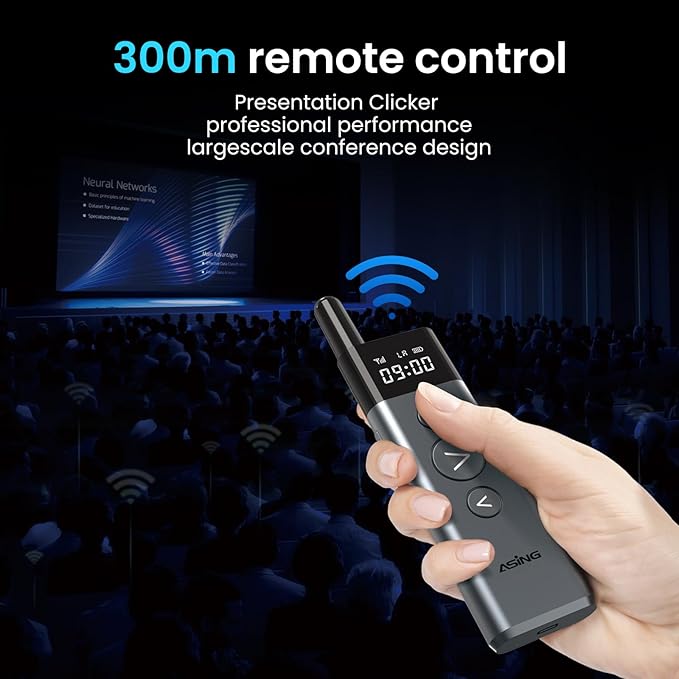 ASING Up to 980ft Long Range Wireless Presentation Remote, PowerPoint Clicker