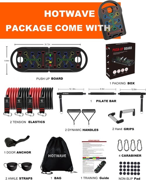 HOTWAVE Push Up Board - Portable 20-in-1 Fitness Equipment for Home Gym | Strength Training for Men & Women