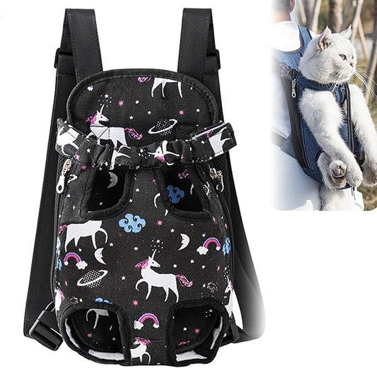 Portable Pet Carrier Backpack, Adjustable Pet Front Cat Dog Carrier Backpack Travel Bag for Small Medium Dogs Cats Puppies, Cat Backpack Carrier for Hiking Cycling (G, M)