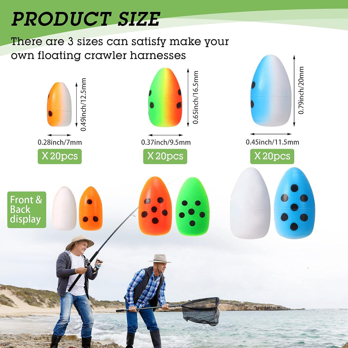 Skylety Foam Floats - 60 Pieces Fishing Rig Indicators for Trout, Catfish & Walleye - Oval Design
