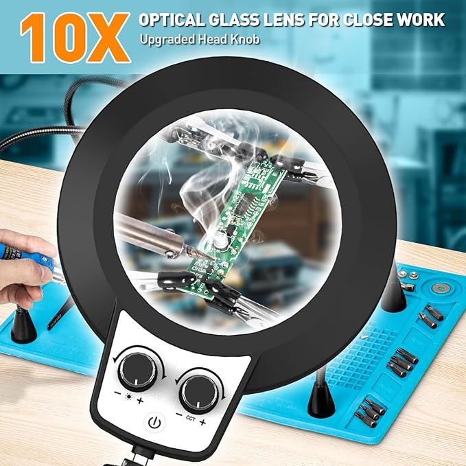 10X Magnifying Glass with Light and Stand, Helping Hands Soldering Station