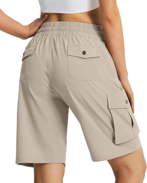 Hugut Women's Hiking Cargo Shorts - Quick Dry Lightweight Summer Shorts with 6 Pockets | Ideal for Camping & Travel