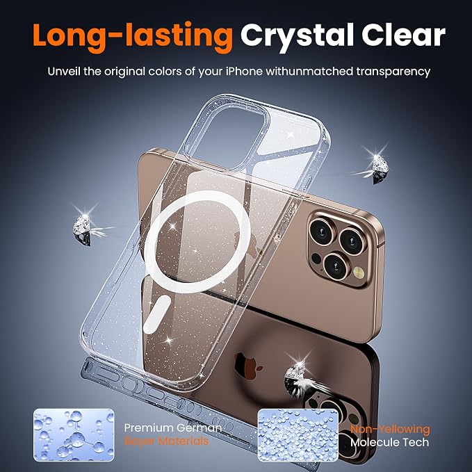 toushion 3 in 1 for iPhone 16 Pro Case Clear, Not Yellowing, Screen Protector*1