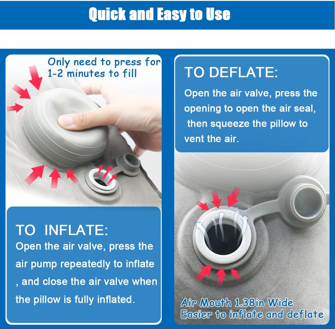 Inflatable Foot Rest for Air Travel,Airplane Travel Foot Rest Adjustable Height,Car/Airplane,Footrest Pillow with Pump for Office,Airplane,Train,Cars,Home