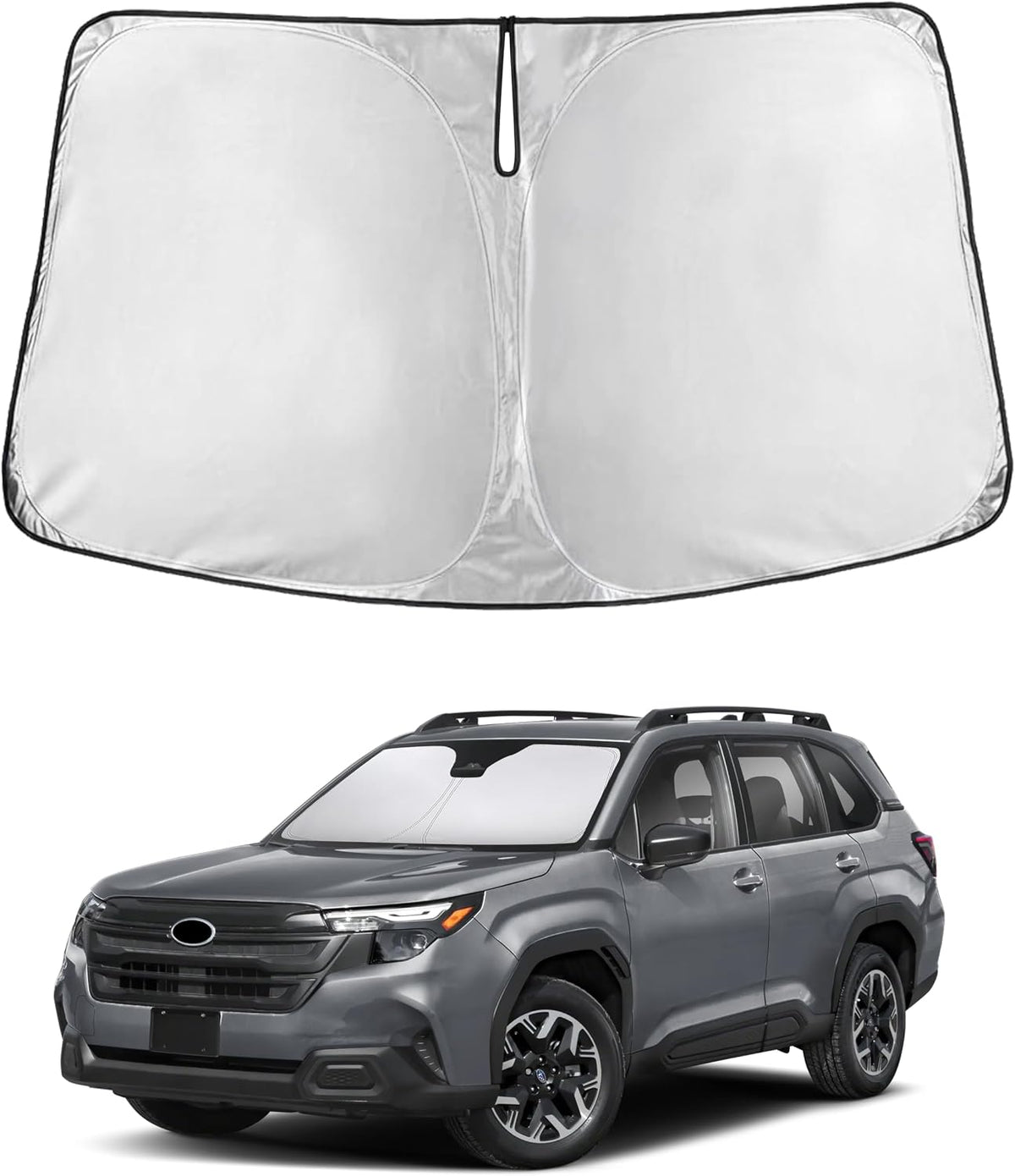 EcoNour Car Windshield Sunshade | Blocks 99% Heat & Keeps Interior Cool | Universal Fits Cars, SUVs, Trucks | Automotive Sun Screen, Visor & Car Accessories for Summer | Medium (64x32 Inches)