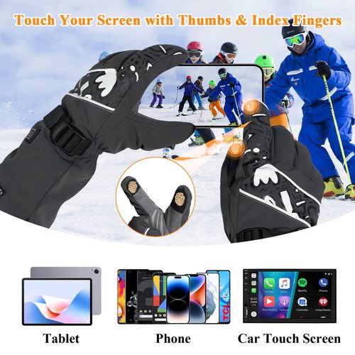 Minthouz Heated Gloves for Men Women, Rechargeable Heated Gloves, Touchscreen Waterproof Electric Hand Warmers for Winter Outdoor Work, Motorcycling, Hunting, Skiing, Camping