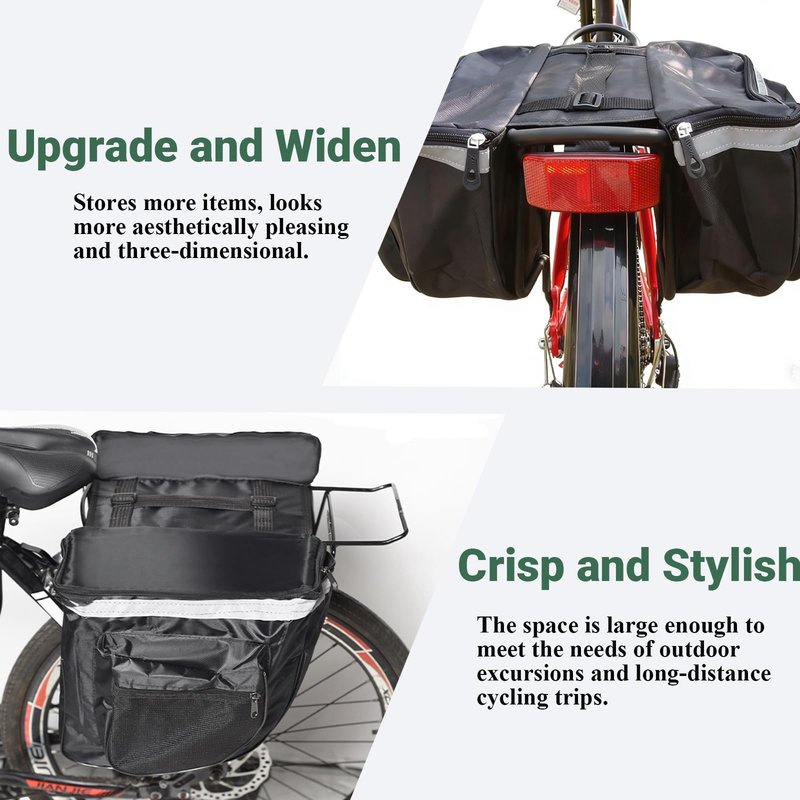 Yuecoom Bicycle Panniers, Bike Bag, Bicycle Rack Bag Bike Rear Carrier, 25L Waterproof Mountain Road Bike Rack Rear Seat Tail Carrier Trunk Doubility Pannier Bag