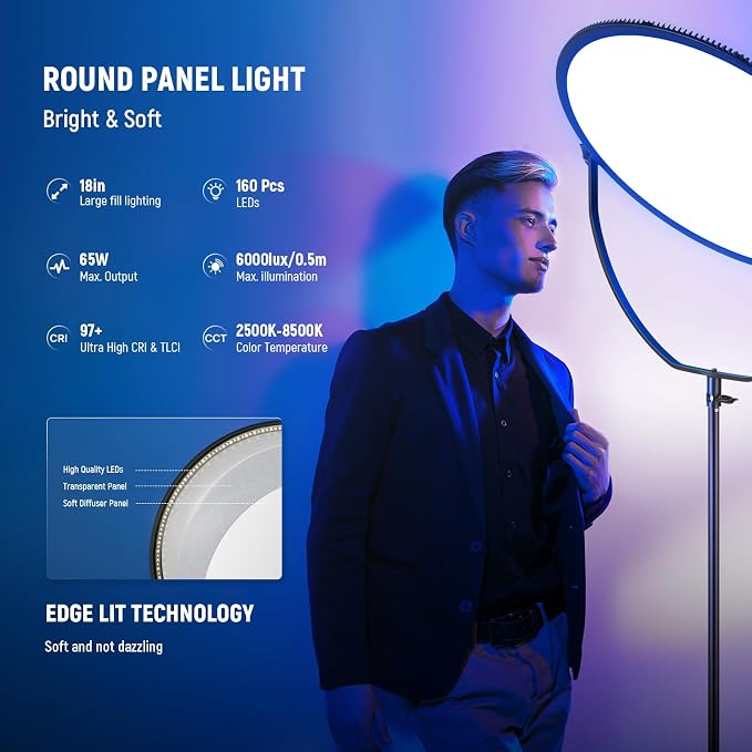 NEEWER 18" RGB LED Round Panel Video Light