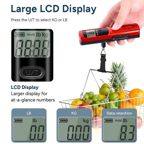 Battery-Free Luggage Scale - Portable Handheld Suitcase Weight Scale, 110 lbs/50 kg Capacity