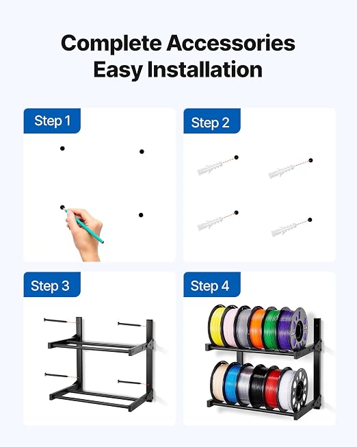 VEVOR Wall Mount Printer Filament Storage Rack, 2-Tier Wall Bracket Storage