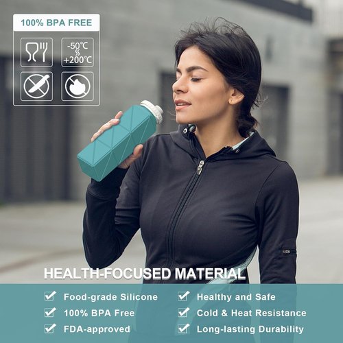 Beautail Collapsible Water Bottles - 20.6oz BPA-Free Silicone Travel Bottles | Leakproof & Portable, 3 Pack (Blue, Pink, Starlight)