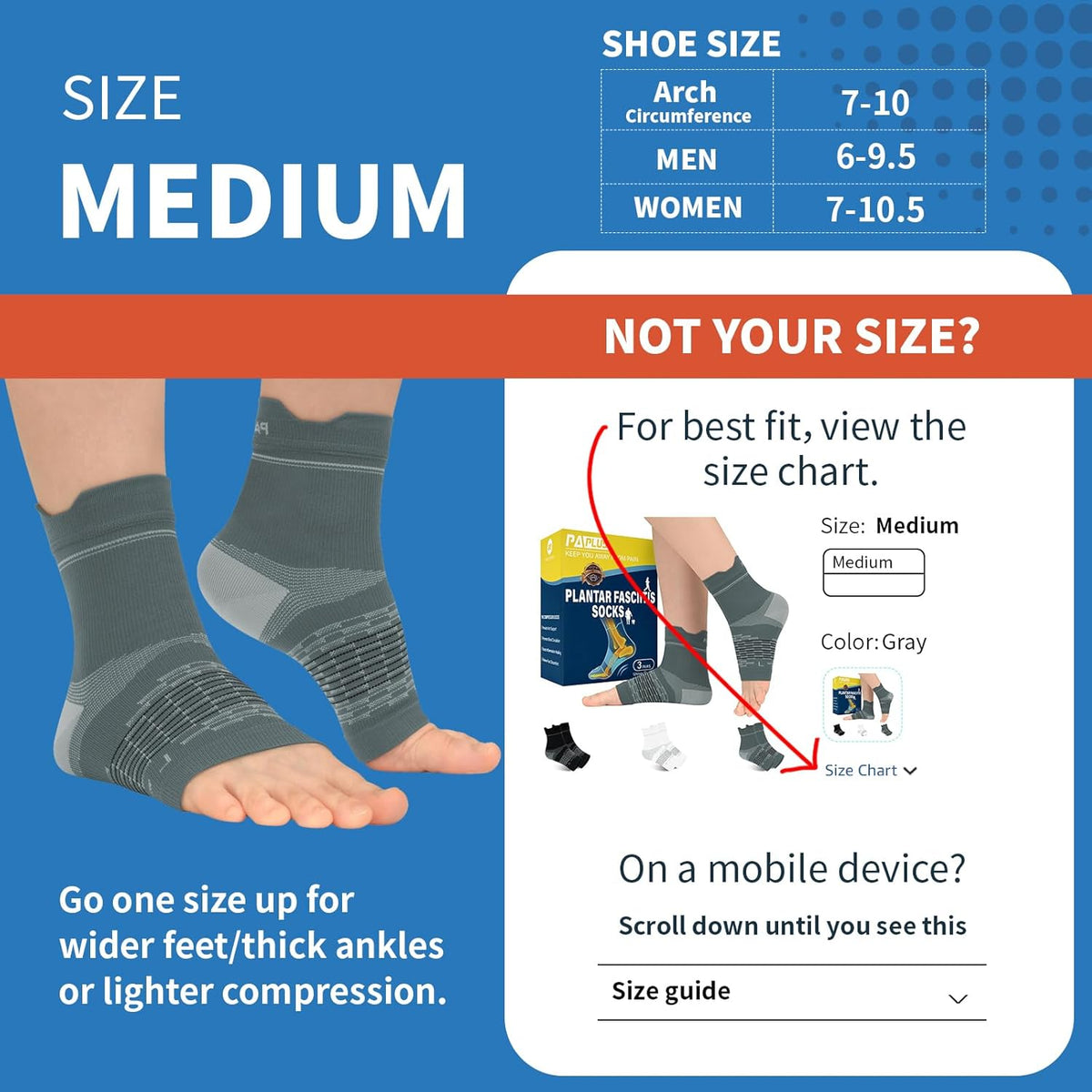PAPLUS Plantar Fasciitis Socks - Ankle Compression Sleeves for Pain Relief | 3 Pairs for Men & Women