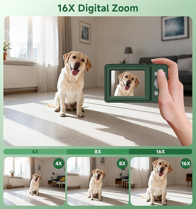 Digital Camera, 56MP Dual Screen Autofocus Vlogging Camera, 16X Zoom Point and