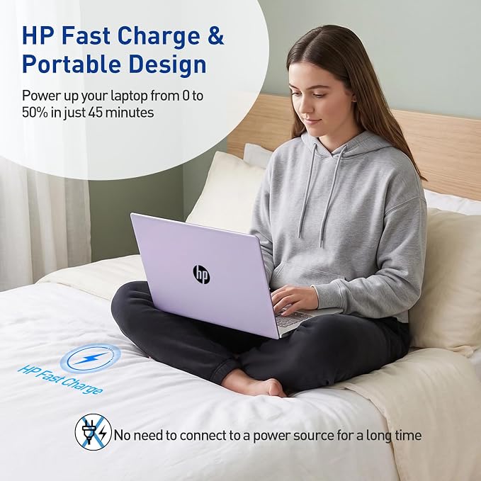 HP 17.3" Touchscreen Laptop w/Microsoft 365, 16GB RAM, 512GB SSD+128GB UFS, Webcam w/Shutter, Fingerprint Reader, Backlit Keyboard, Microsoft Copilot Key, Intel Quad-Core CPU, Win11, Lavender