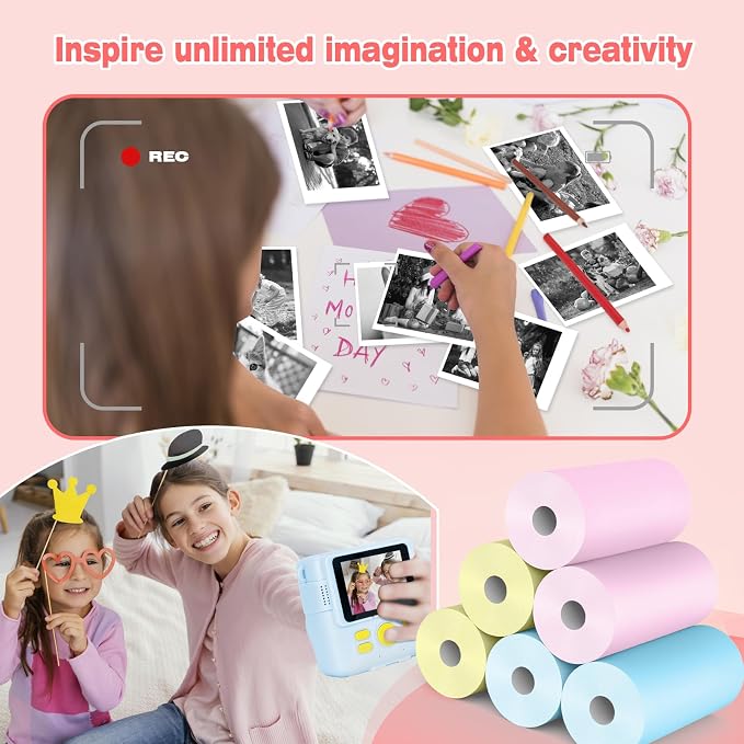 6 Rolls Kids Camera Instant Print Refill Paper Set, Phetium HD Printing Thermal