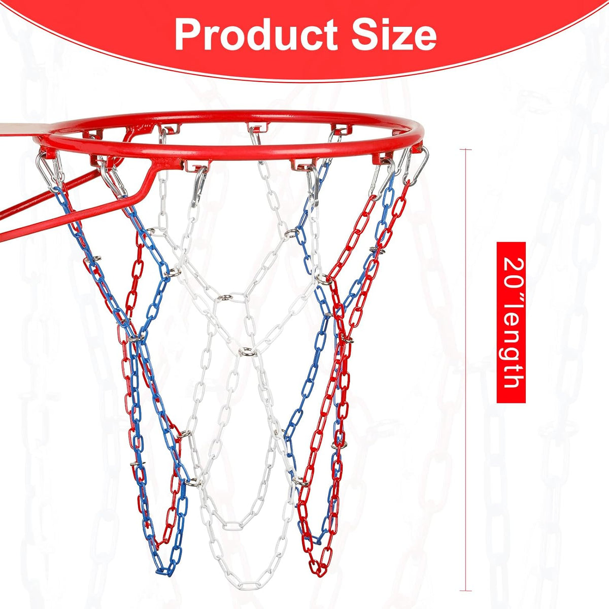 Skiennix Heavy-Duty Basketball Net - Carbon Steel Chain, Anti-Rust Design for Indoor/Outdoor Use | 12 Loops