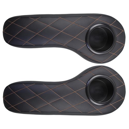 CARBBIA Pack of 2 Golf Cart Back Seat Flip Armrests with Cup Holder Compatible with Club Car Compatible with EzGo Compatible with Yamaha Carts with 1-inch Square Armrests, Black