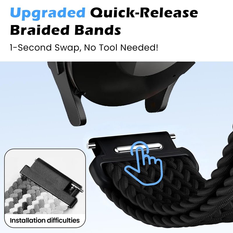 Yeahxing Band for Coros Pace 4/ PACE 3/ Apex 2 Pro/Apex Pro/Apex 46mm, One Click Quick Release Stretchy Nylon Braid Strap with Magnetic Clasp, Breathable & Comfortable