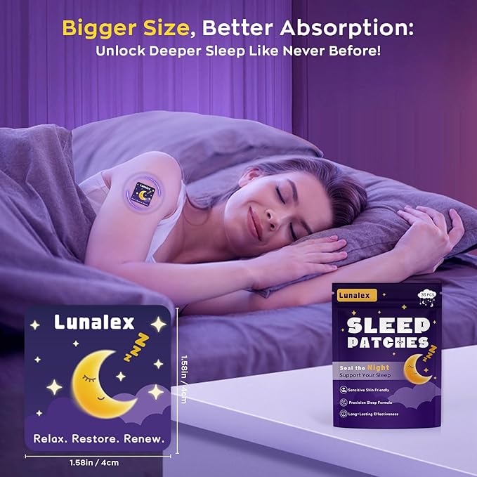 36ct Sleep Patches for Adults Extra Strength – All Natural Nighttime Comfort with Melatonin & Magnesium, Quick-Acting & Long-Lasting