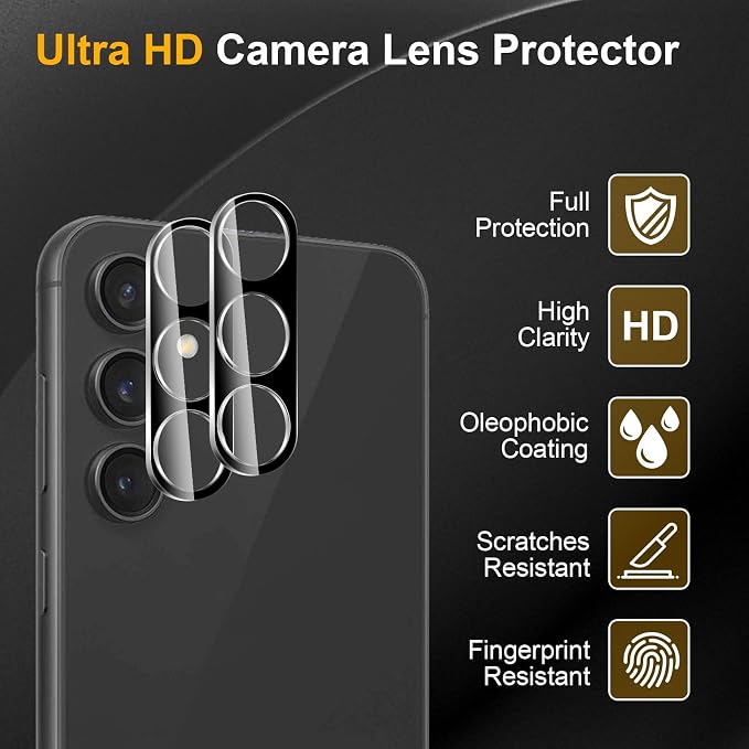 3 Pack Camera Lens Protector for Samsung Galaxy S23 Fe, Tempered Glass