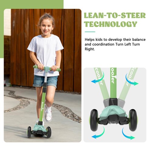Kids Kick Scooter,Adjustable Height Handlebars and Removable Seat Scooters for Kids,3 Lighted Wheels Anti-Slip Deck Toddler Scooter for Boys & Girls Aged 3-12 up to 132 Lbs.