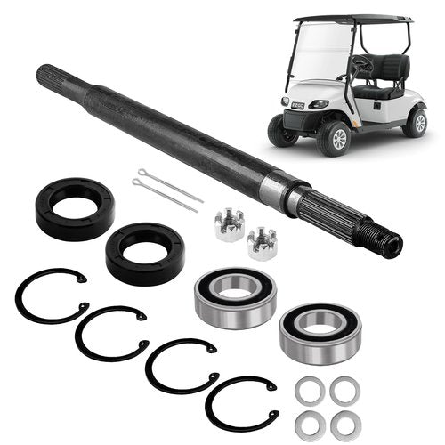Cartalia Golf Cart Rear Axle Shaft with Bearing Seal Kit for 1994-2013 EZGO TXT/Medalist Electric Models, Replace # 20377-G12 Passenger Side (16 3/4" Length) 24-Teeth Splined Axle Shaft Assembly