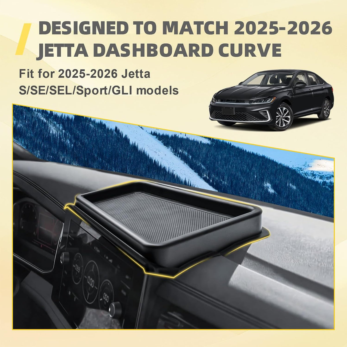 Dashboard Organizer Storage Tray for 2025 2026 Volkswagen Jetta Accessories | Behind 8-inch Screen Organizer, Unused Space Utilized, Quick Access Essentials, ABS Material with Rubber Insert