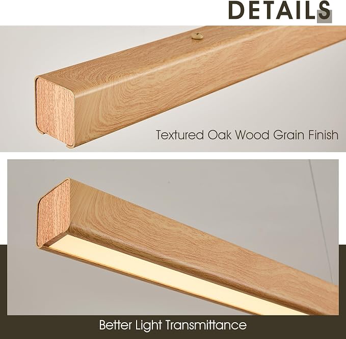 39" Linear Pendant Light Wood Grain Led Linear Pendant Light Fixtures Ceiling